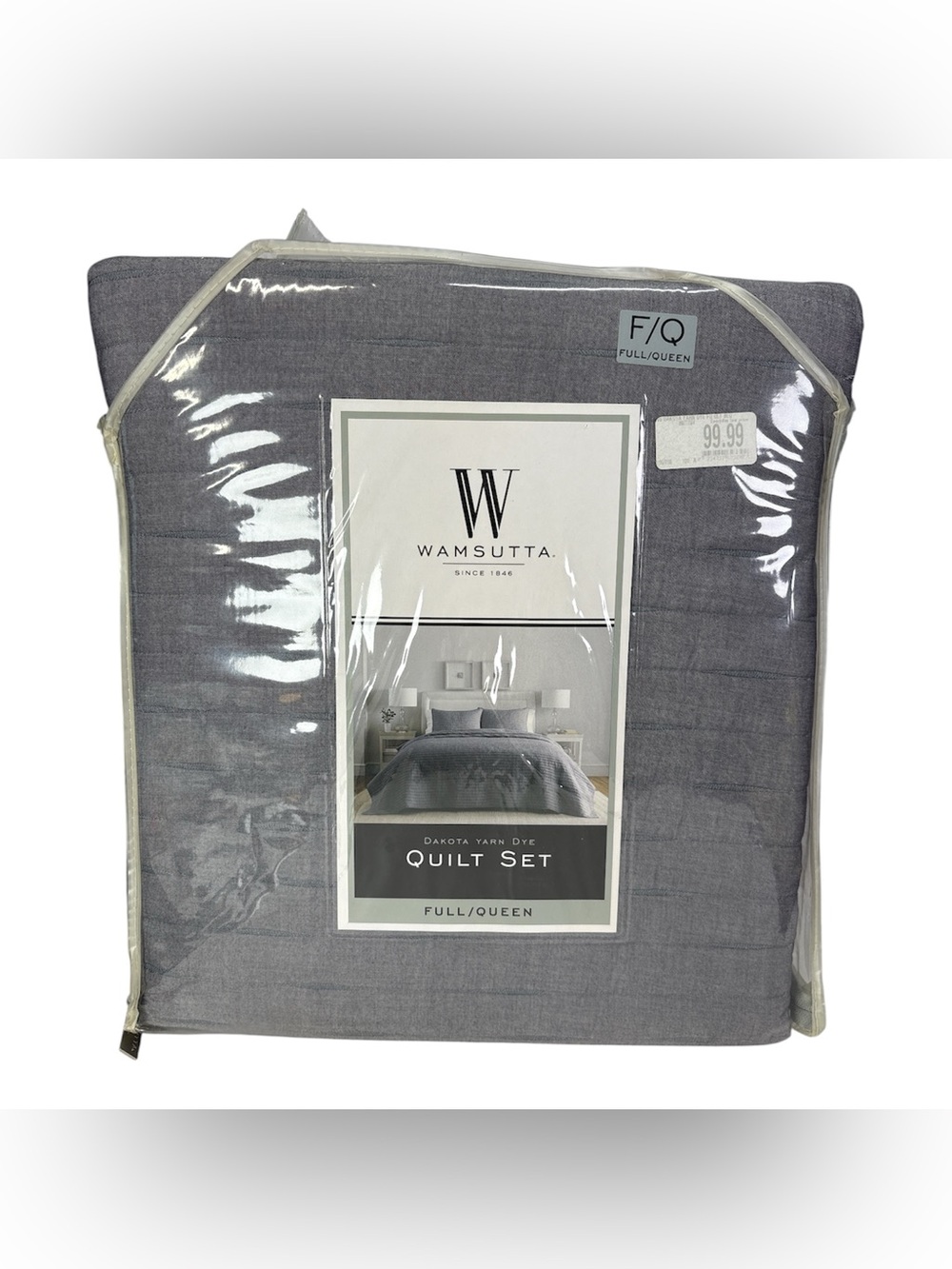 Wamsutta Dakota Yarn Dye 3-Piece Full/Queen Quilt Set Shams Denim Blue Cotton